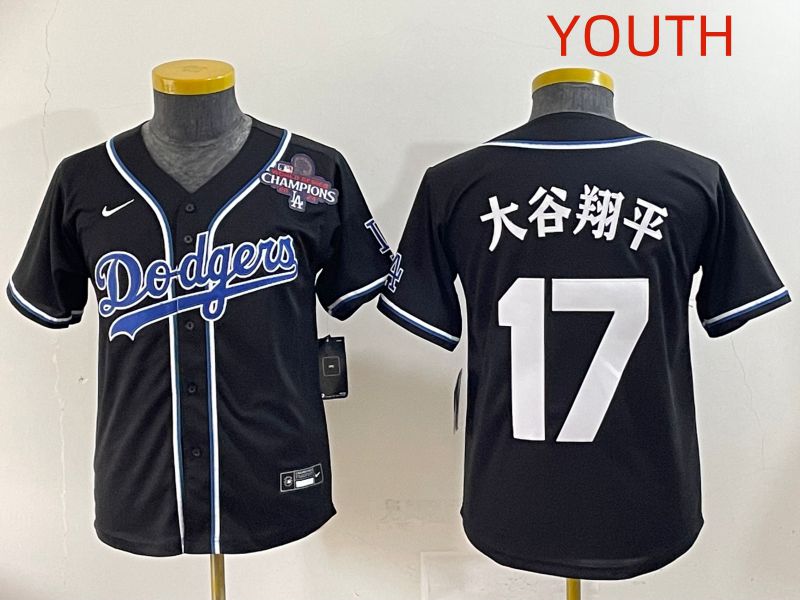 Youth 2025 Los Angeles Dodgers #17 Ohtani Black Three generations Fashion Nike MLB Jersey style 20->women mlb jersey->Women Jersey